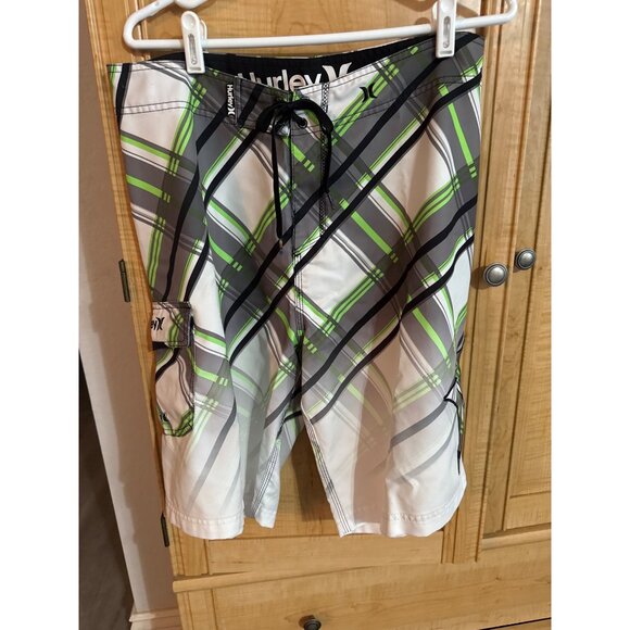 Hurley Mens Plaid Swim Trunks With Drawstring & Pocket Guessing Size M - Picture 2 of 6